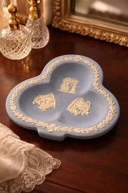 Wedgwood Blue Jasperware Club Shaped Trinket Dish